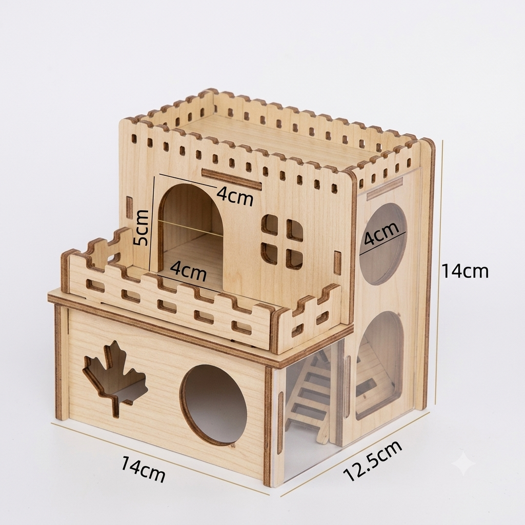 Casetta in Legno per Criceti e Piccoli Roditori