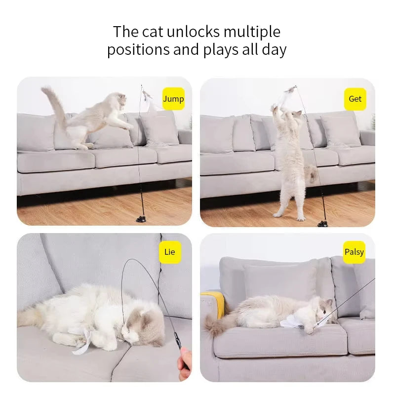 Gioco per gatti con base e piuma