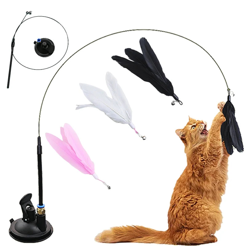 Gioco per gatti con base e piuma